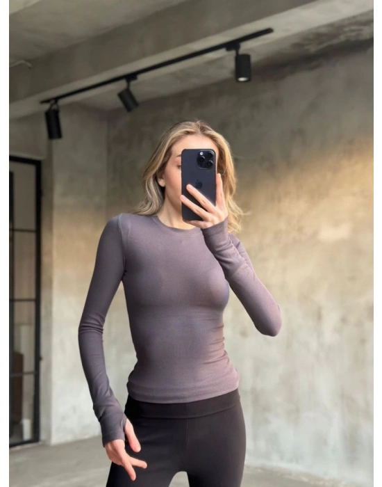 Parmak Geçmeli Buzi Body  Gri