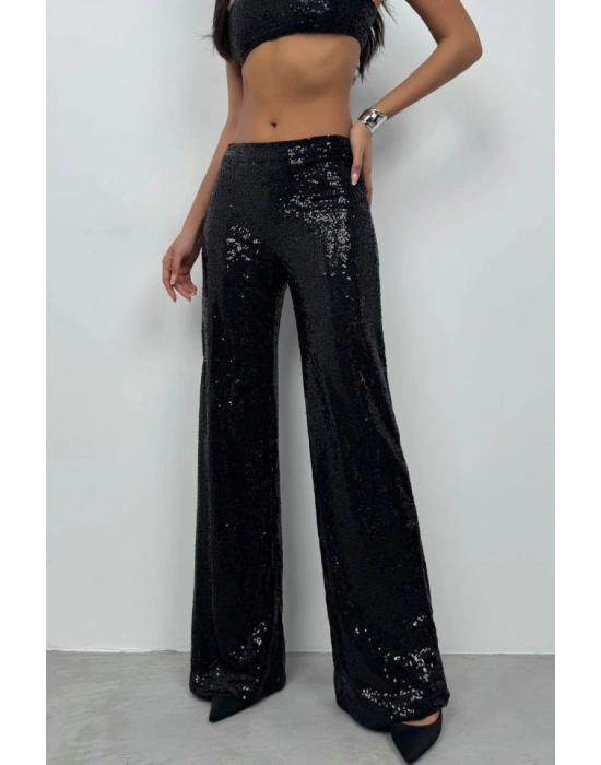 Payetli Wide Leg Pantolon
