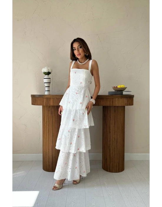 Pembe Kat Kat Arkası Bağlamalı Elbise