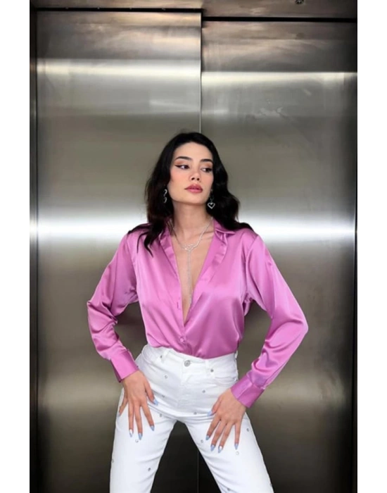 Pembe Saten Gömlek