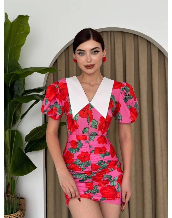 Perast Çiçek Detaylı Elbise