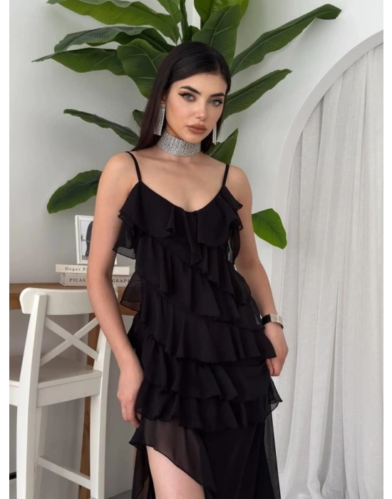 Ples Yırtmaç Detaylı Elbise