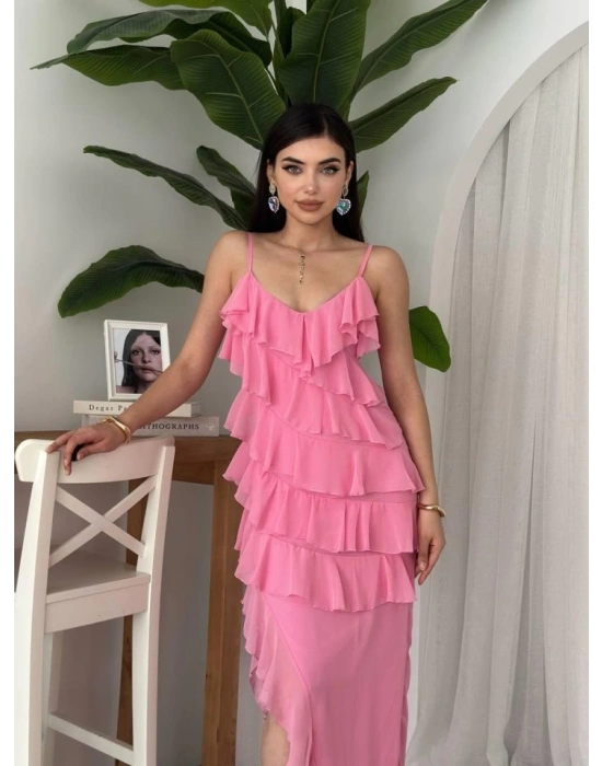 Ples Yırtmaç Detaylı Elbise