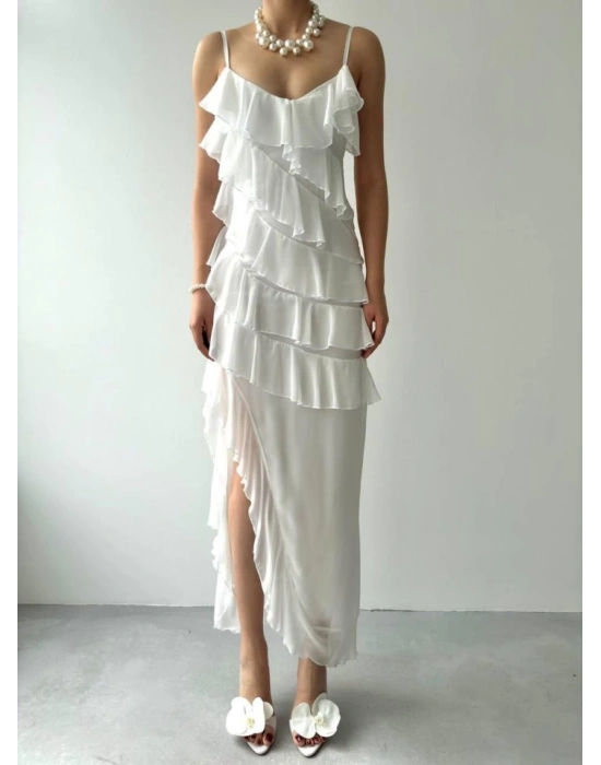 Ples Yırtmaç Detaylı Elbise