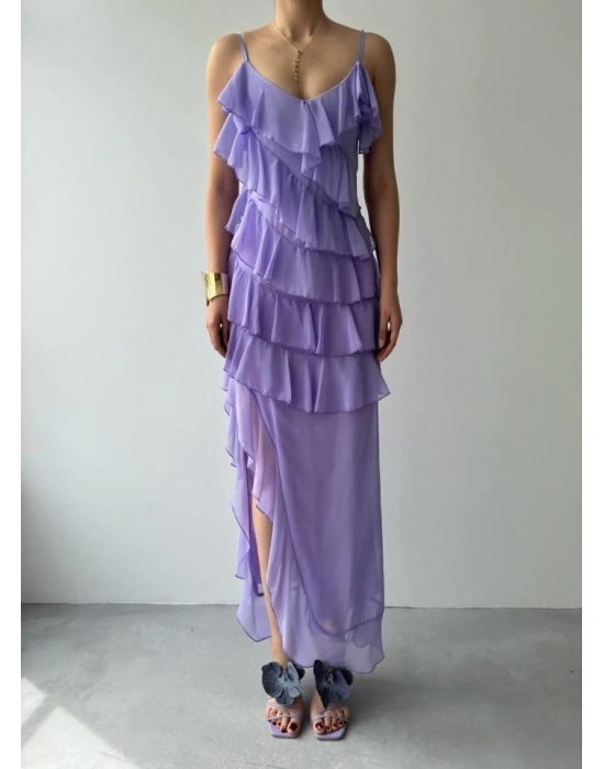 Ples Yırtmaç Detaylı Elbise