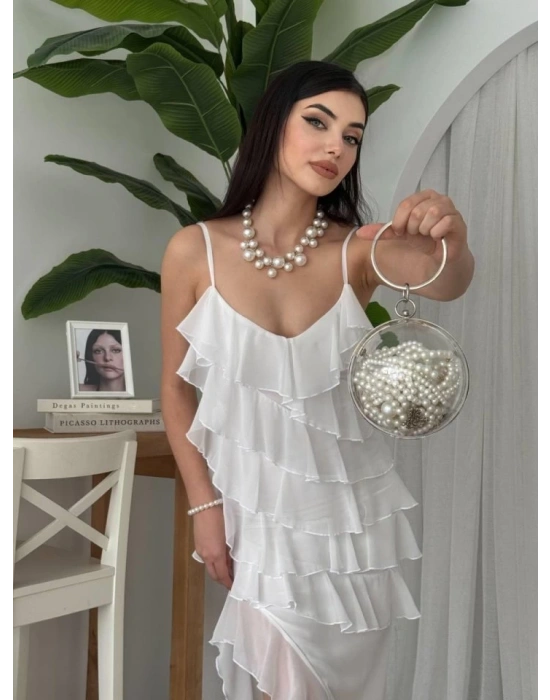 Ples Yırtmaç Detaylı Elbise