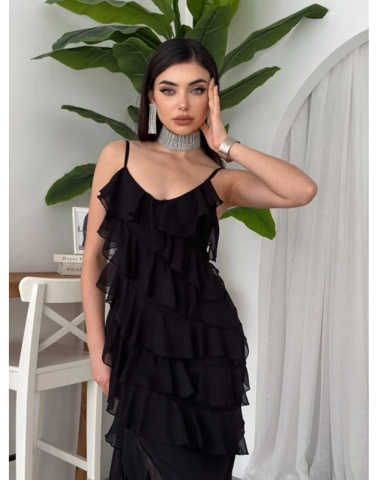 Ples Yırtmaç Detaylı Elbise