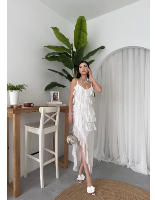 Ples Yırtmaç Detaylı Elbise