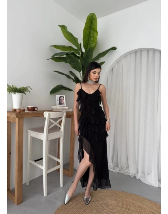 Ples Yırtmaç Detaylı Elbise
