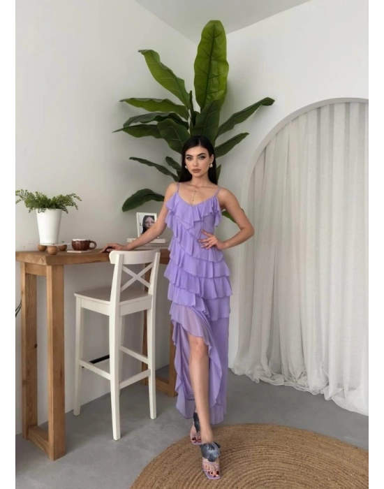 Ples Yırtmaç Detaylı Elbise