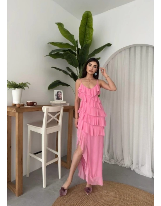 Ples Yırtmaç Detaylı Elbise