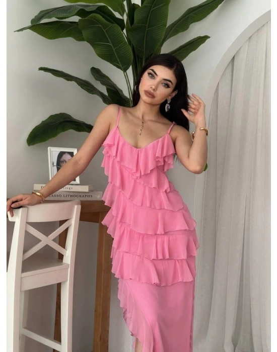 Ples Yırtmaç Detaylı Elbise