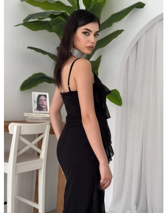 Ples Yırtmaç Detaylı Elbise