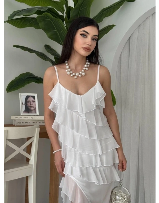 Ples Yırtmaç Detaylı Elbise