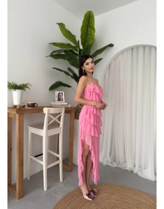 Ples Yırtmaç Detaylı Elbise