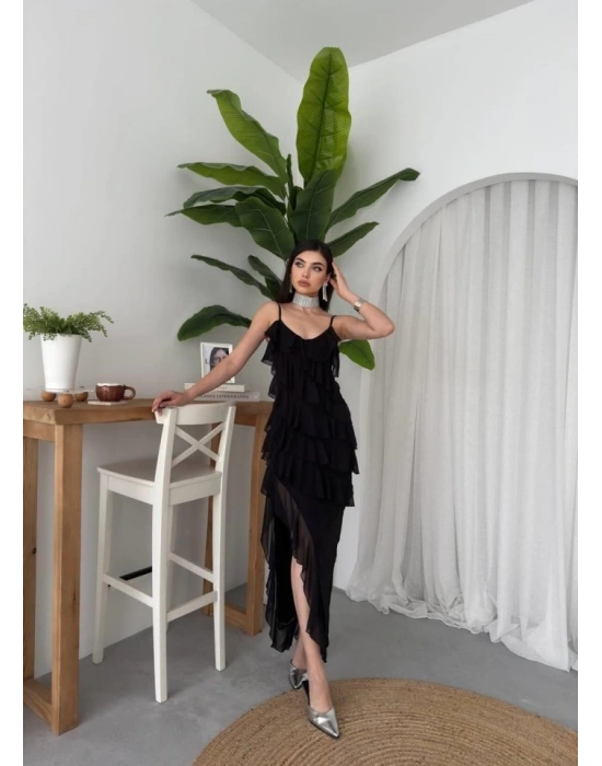 Ples Yırtmaç Detaylı Elbise