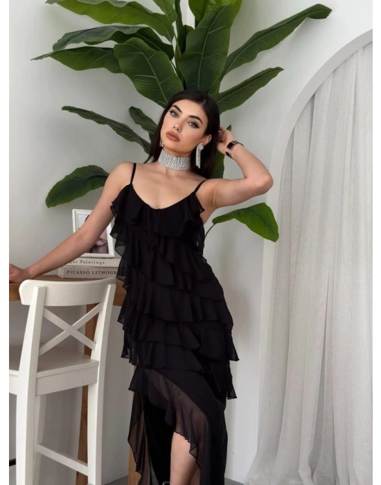 Ples Yırtmaç Detaylı Elbise