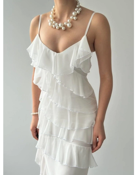 Ples Yırtmaç Detaylı Elbise