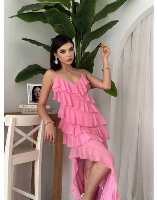 Ples Yırtmaç Detaylı Elbise