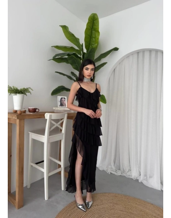 Ples Yırtmaç Detaylı Elbise