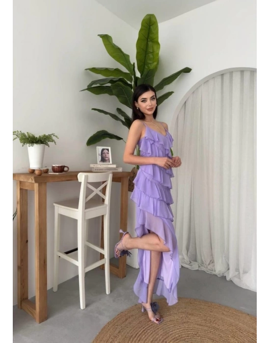 Ples Yırtmaç Detaylı Elbise