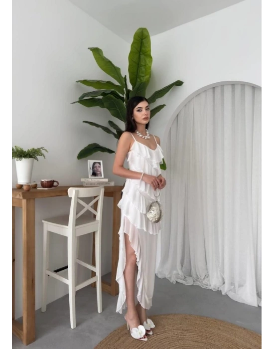 Ples Yırtmaç Detaylı Elbise