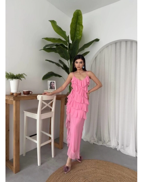 Ples Yırtmaç Detaylı Elbise