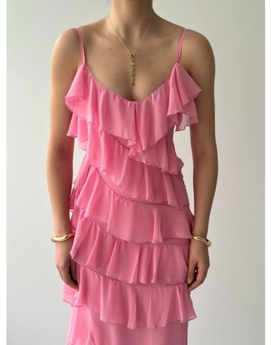 Ples Yırtmaç Detaylı Elbise