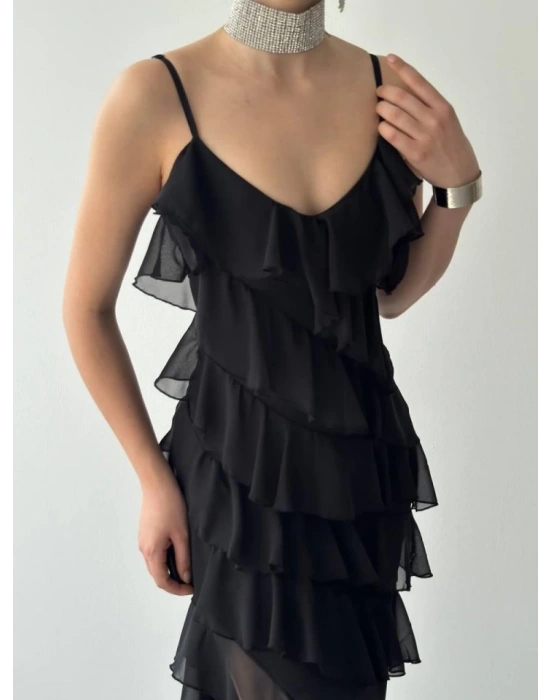 Ples Yırtmaç Detaylı Elbise