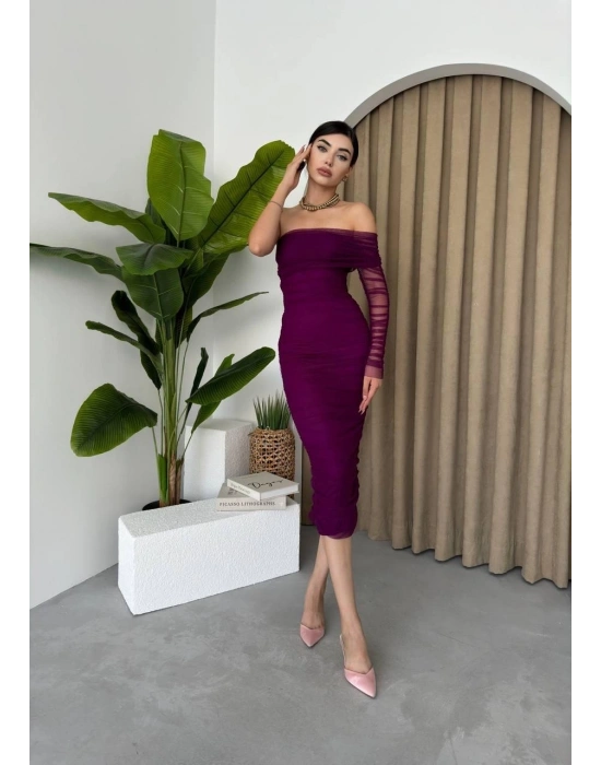 Polack Tek Omuz Tül Elbise