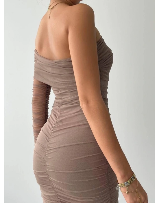 Polack Tek Omuz Tül Elbise