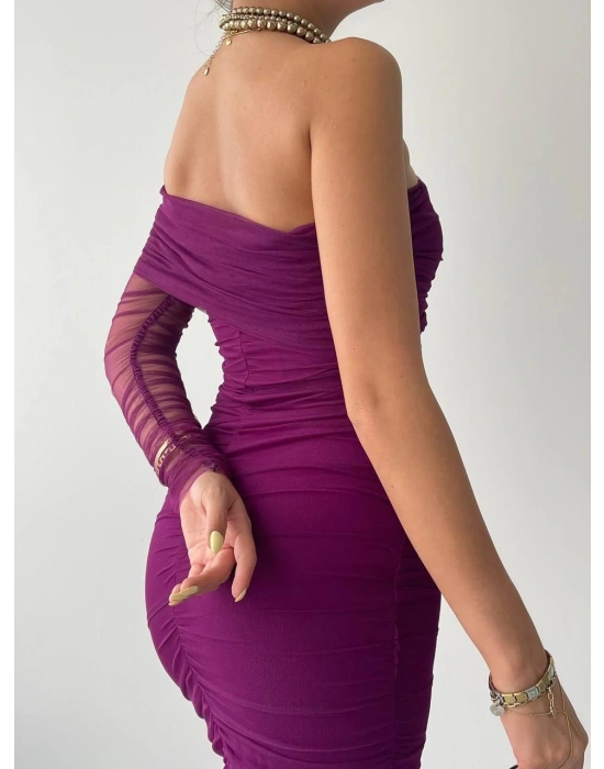 Polack Tek Omuz Tül Elbise