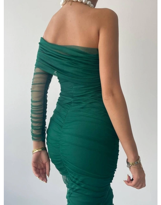 Polack Tek Omuz Tül Elbise