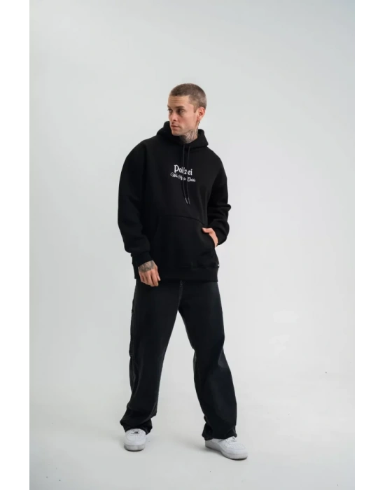 POLIZEI Premium Kalite Kapşonlu Dijital Patchli weathirt  iyah