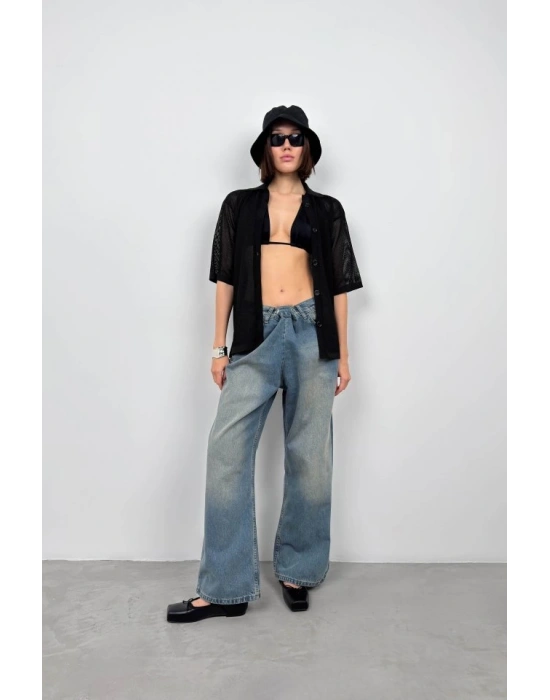 Polo Yaka Fileli Bluz