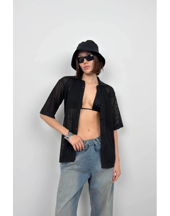 Polo Yaka Fileli Bluz