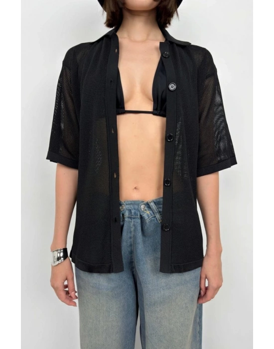 Polo Yaka Fileli Bluz