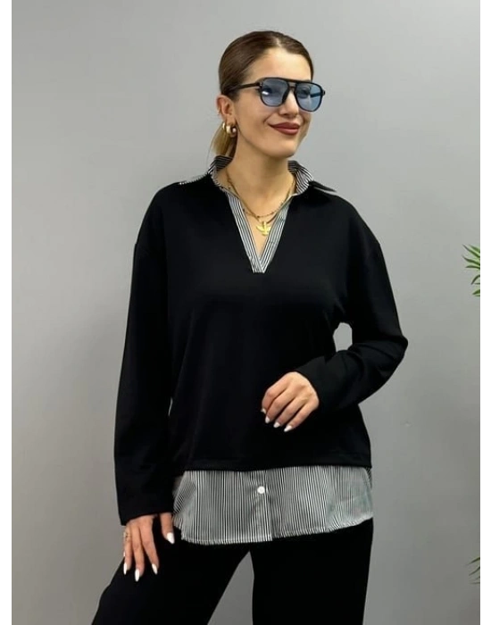 Polo Yaka Gömlek Detay alaş Balon Pantolunlu ıkılı Takım