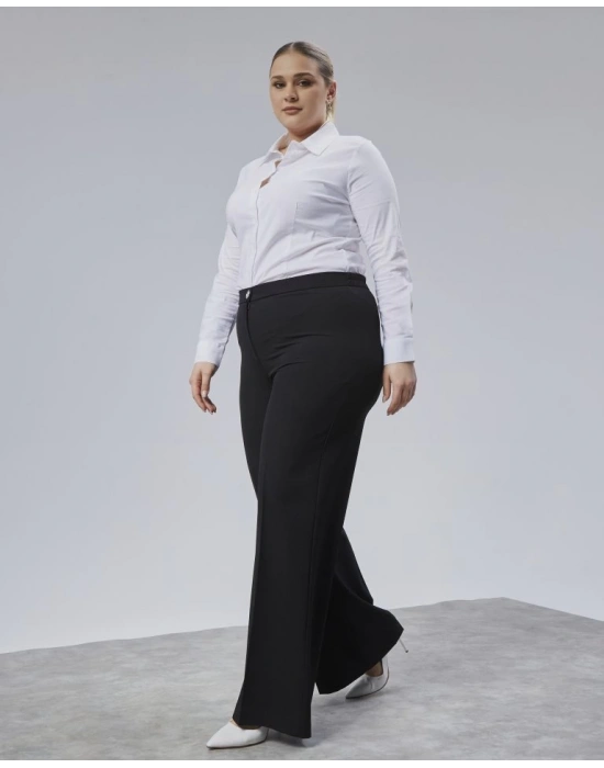 Poly Viscose Full Lycra Beli̇ Lasti̇kli̇ Battal Pantolon