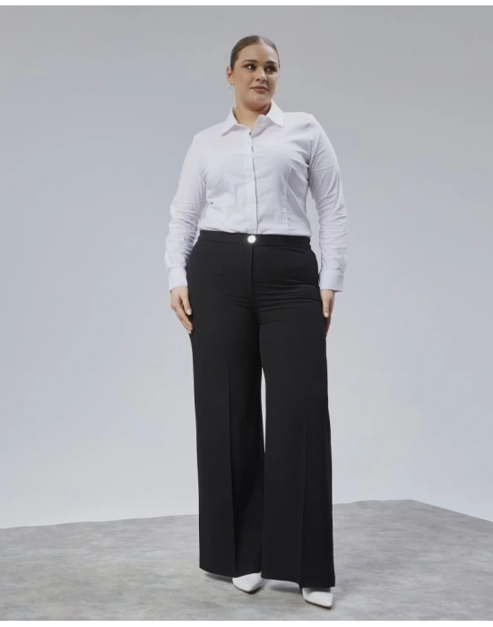 Poly Viscose Full Lycra Beli̇ Lasti̇kli̇ Battal Pantolon