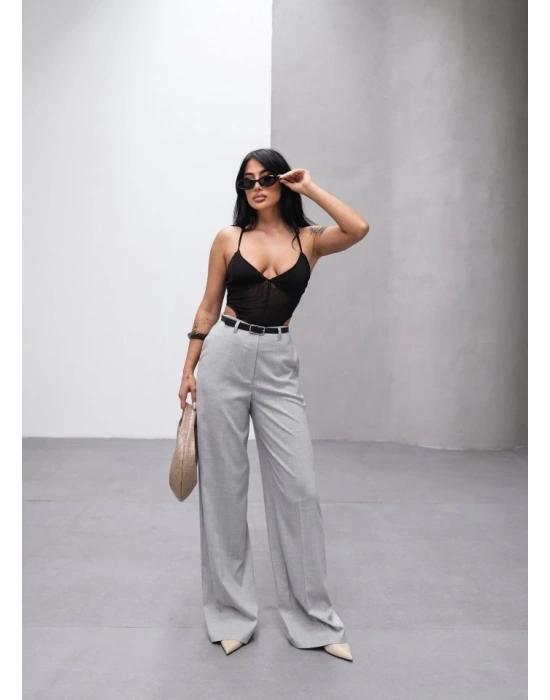 Poly Viscose Yüksek Bel Kemerli̇ Ve Dökümlü Palazzo Pantolon (Kemer Dahi̇l)