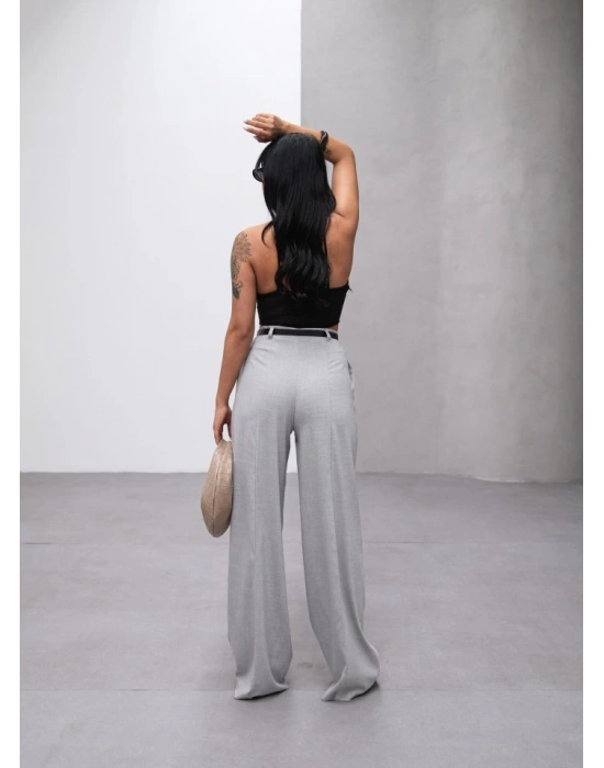 Poly Viscose Yüksek Bel Kemerli̇ Ve Dökümlü Palazzo Pantolon (Kemer Dahi̇l)