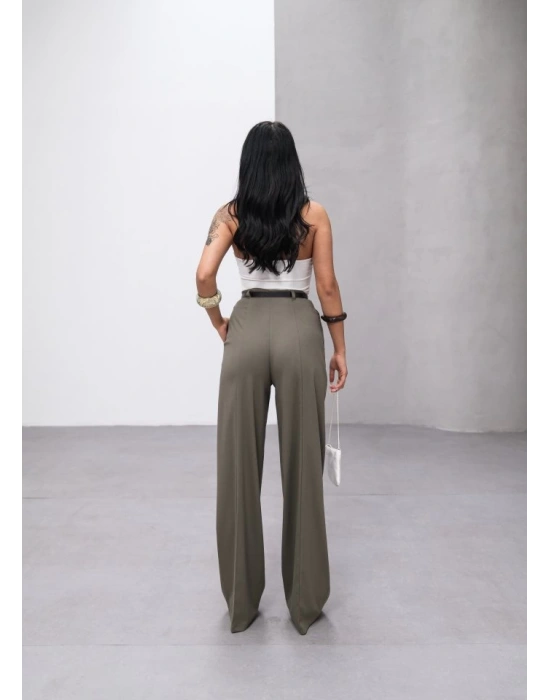 Poly Viscose Yüksek Bel Kemerli̇ Ve Dökümlü Palazzo Pantolon (Kemer Dahi̇l)