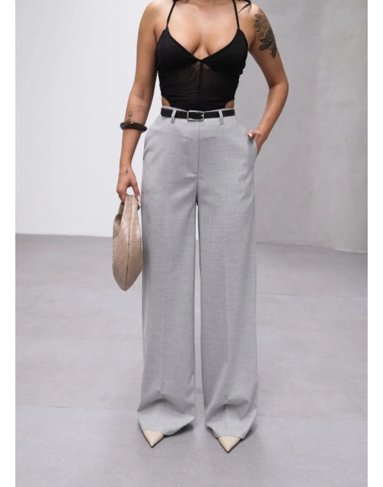 Poly Viscose Yüksek Bel Kemerli̇ Ve Dökümlü Palazzo Pantolon (Kemer Dahi̇l)