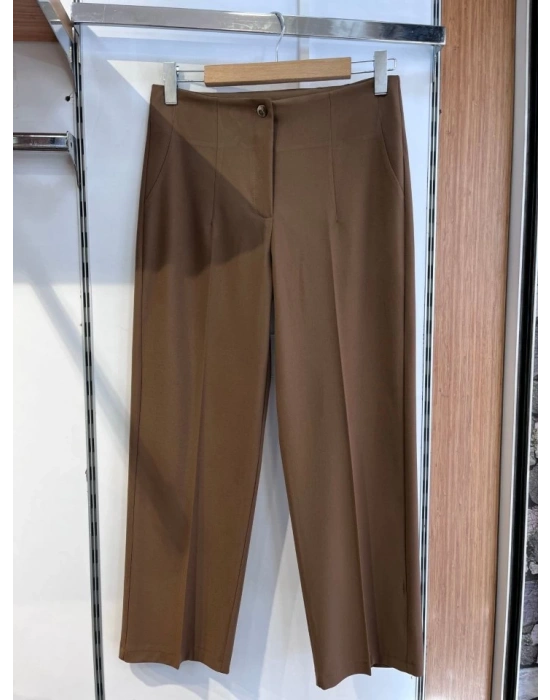 Poly Viscose Yüksek Bel Pervazli Pantolon