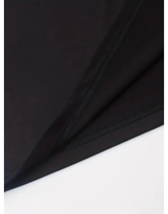 porda Günlük Hayata Giyilebilir GY Baskılı Oversize Bisiklet Yaka Erkek Tshirt  iyah