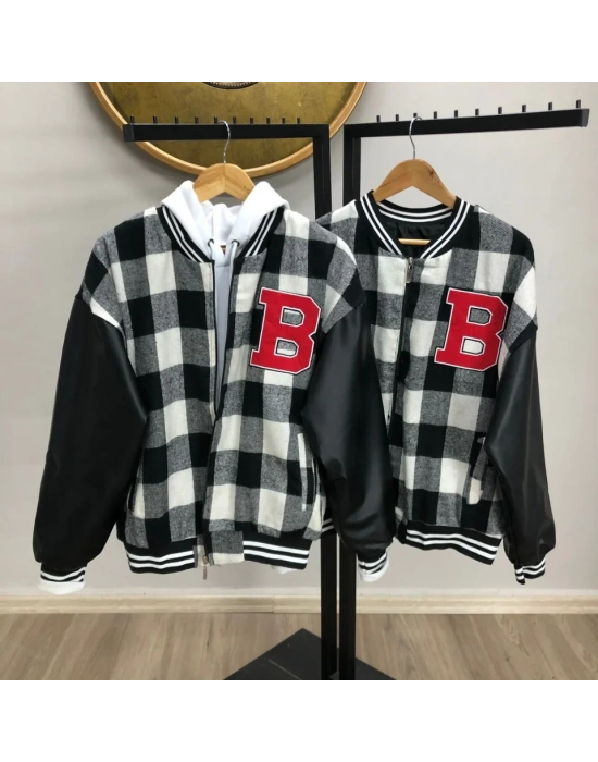 Pötikare Desen Harf Nakışlı Kolej Ceket  iyah