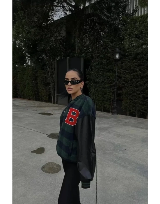 Pötikare Desen Nakışlı Kolej Ceket  Haki