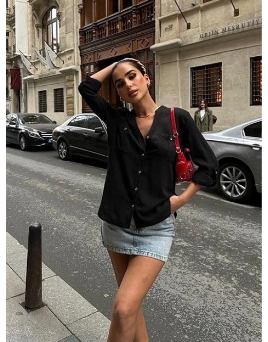 Poulina Flamlı Keten Gömlek 325708