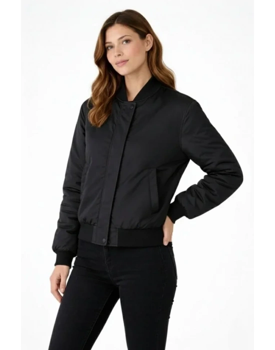 Premium Bomber Ceket Çıtçıt Kapamalı, Ribana anşetli, Astarlı, Regular Fit ont  iyah